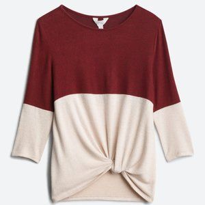 Samantha Front Twist Brushed Knit Top